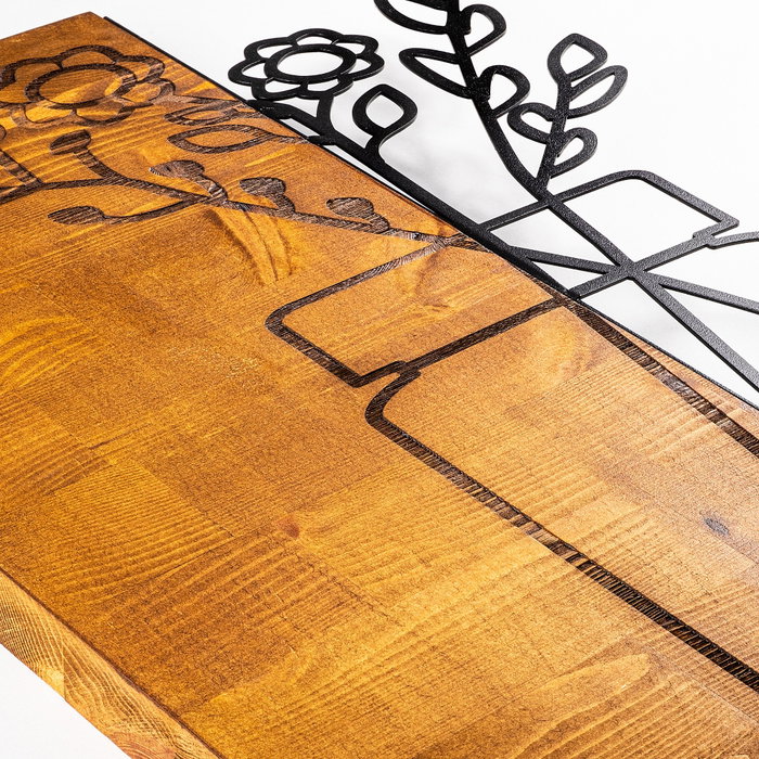 Wallity Cicek1 Accesorio Decorativo de Pared en Nogal y Negro
